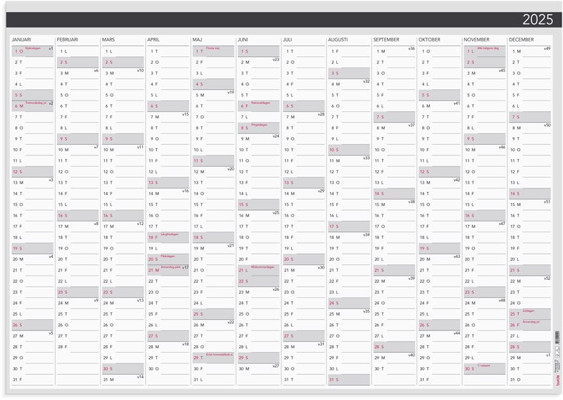 Väggkalender 2025 Väggblad Elegant 980x680mm