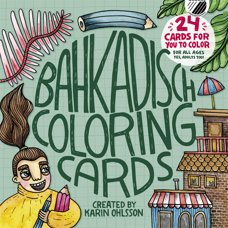 Bahkadisch Coloring Cards Grön